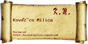 Kovács Milica névjegykártya